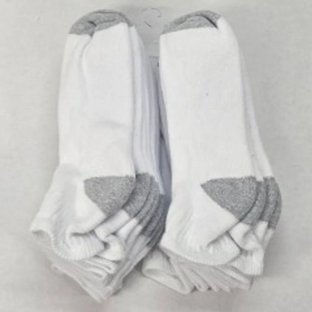 Kids White Athletic Socks with‎ Gray Toe and Heel 9 Pair Pack Size S 3-7